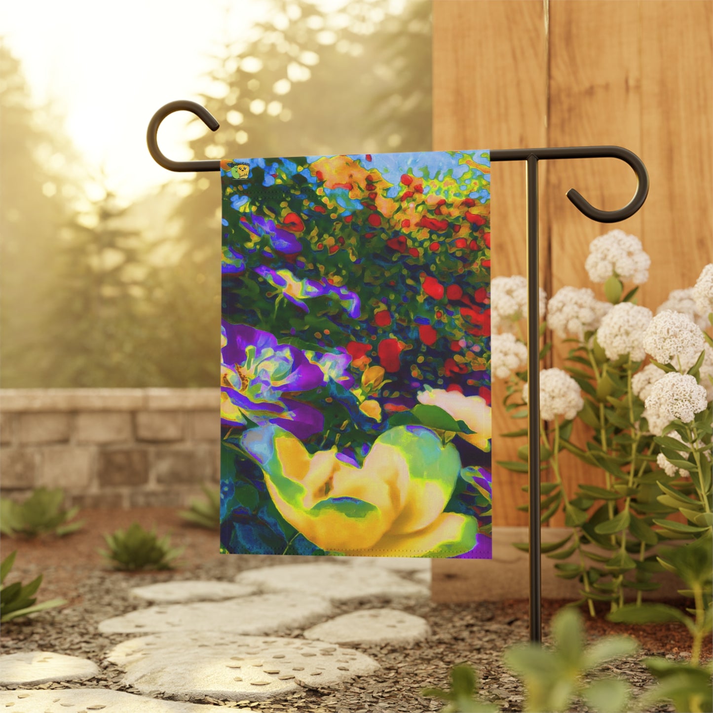 Watercolor Multicolor Flower Flag