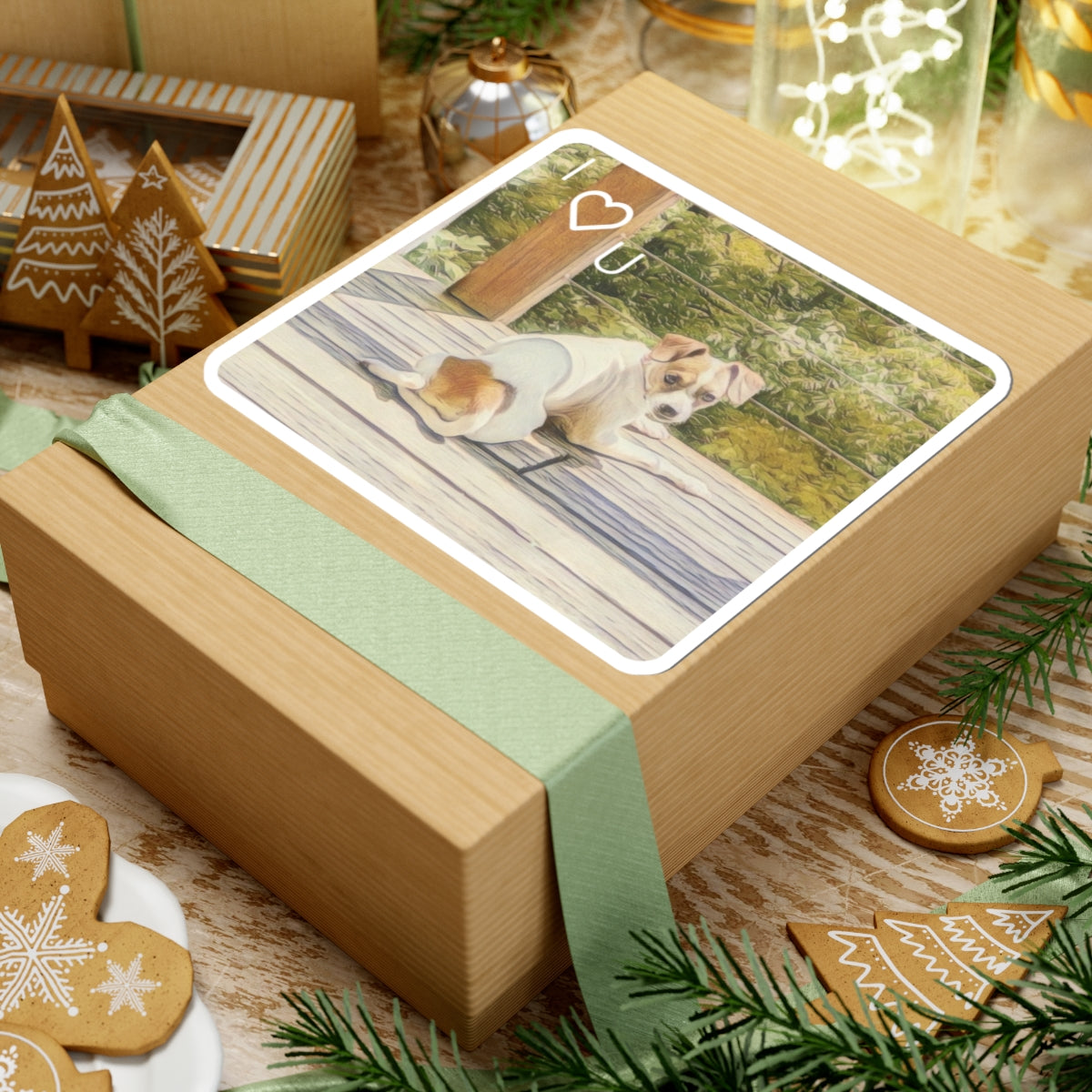 I Heart U Dog Sticker