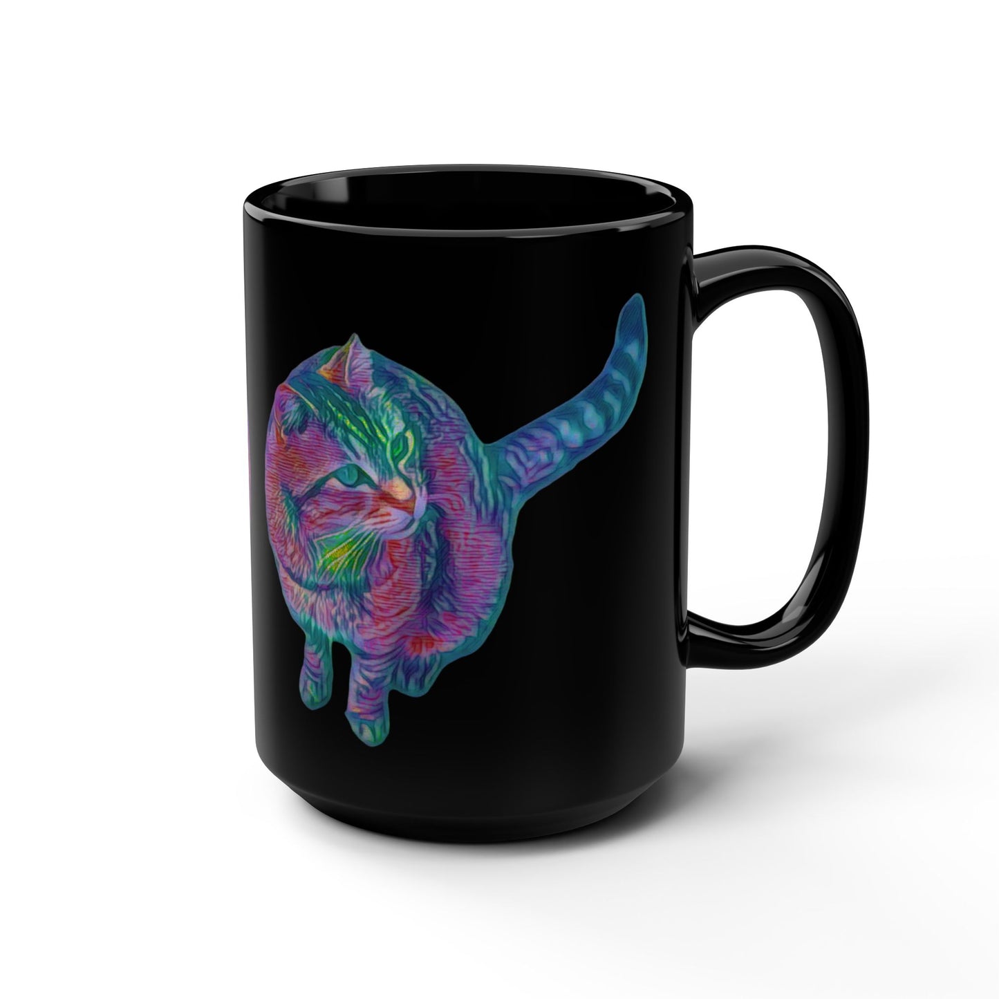 Sitting Cat Black Mug (15 oz only)