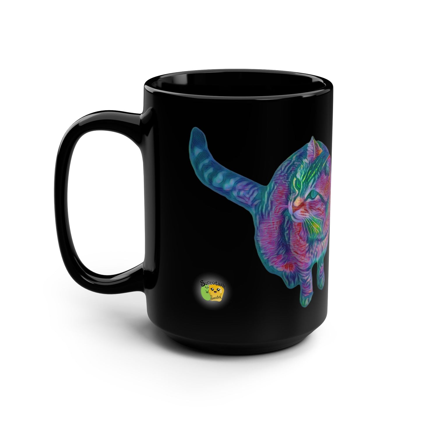 Sitting Cat Black Mug (15 oz only)