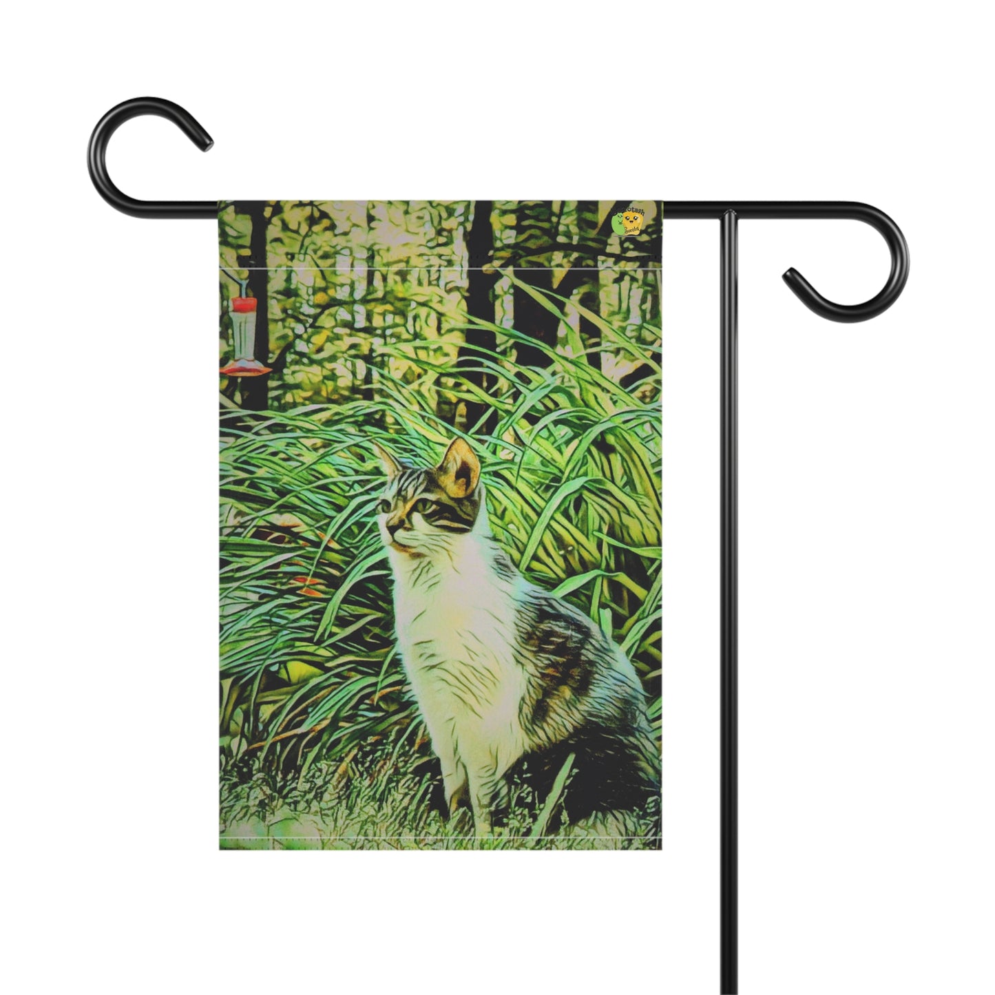 Cat With Hummingbird Feeder Flag