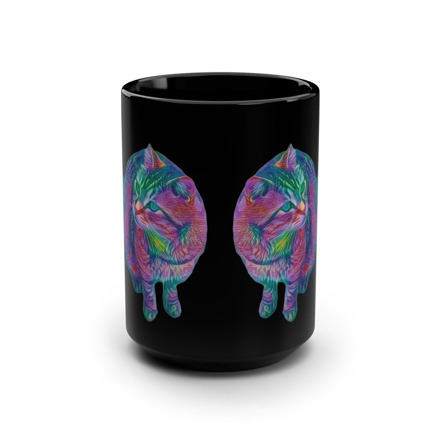 Sitting Cat Black Mug (15 oz only)