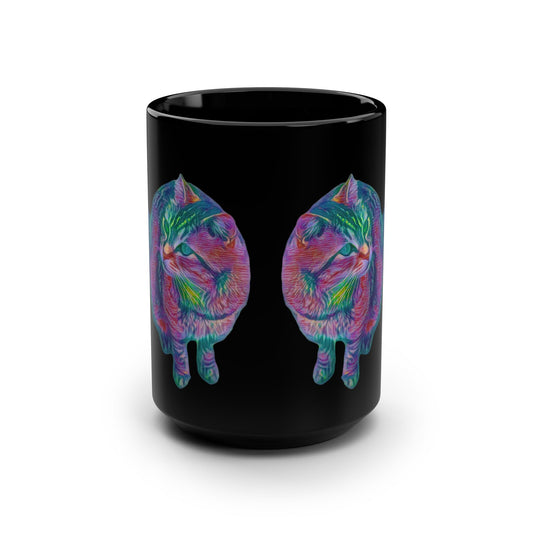 Sitting Cat Black Mug (15 oz only)