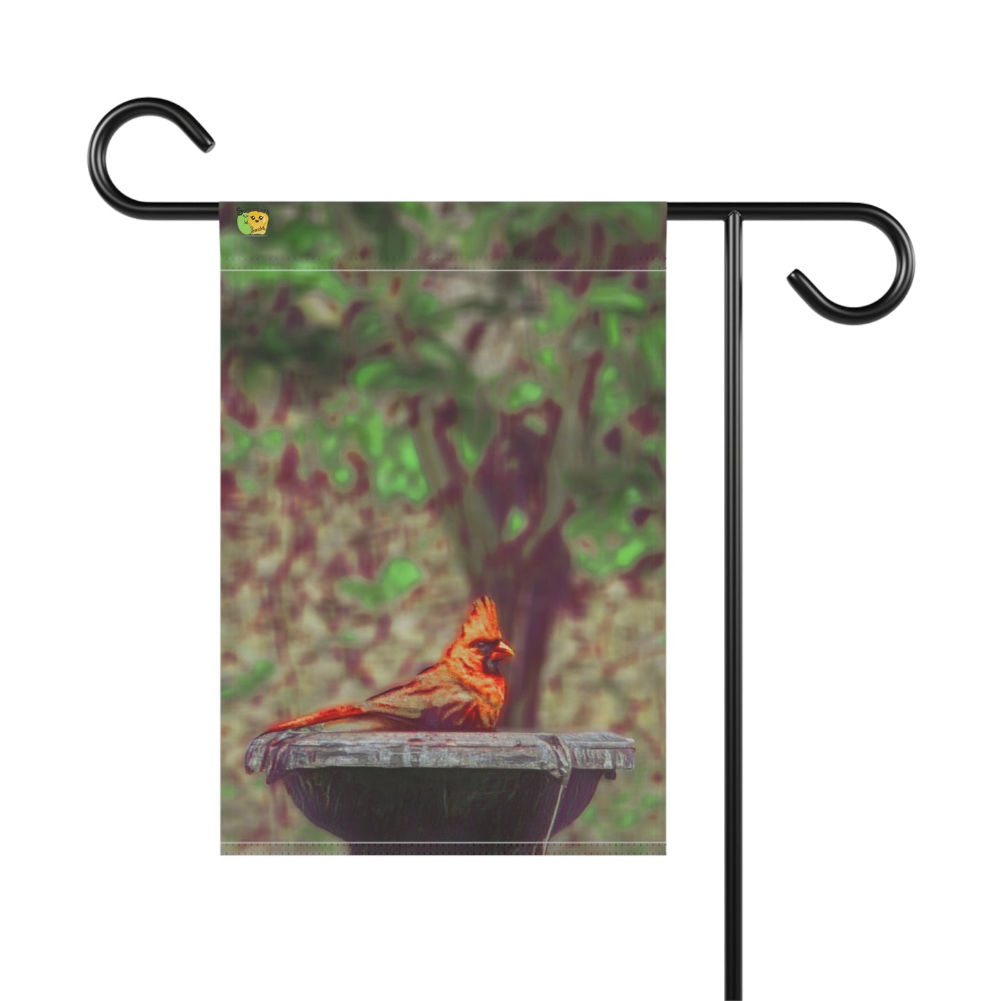 Cardinal Birdbath Garden Flag