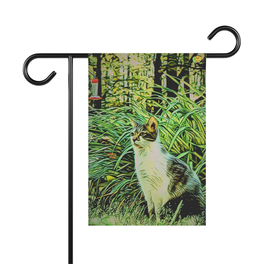 Cat With Hummingbird Feeder Flag