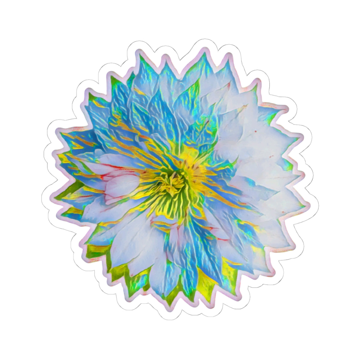 Multicolor Double Clematis Flower Sticker