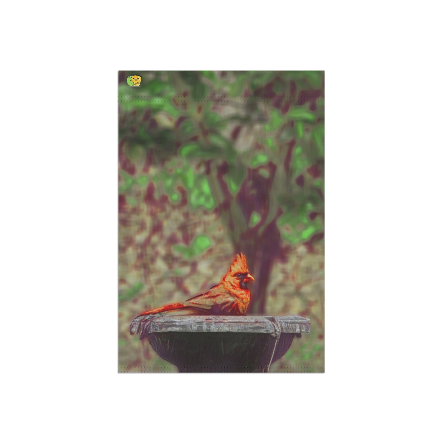 Cardinal Birdbath Garden Flag