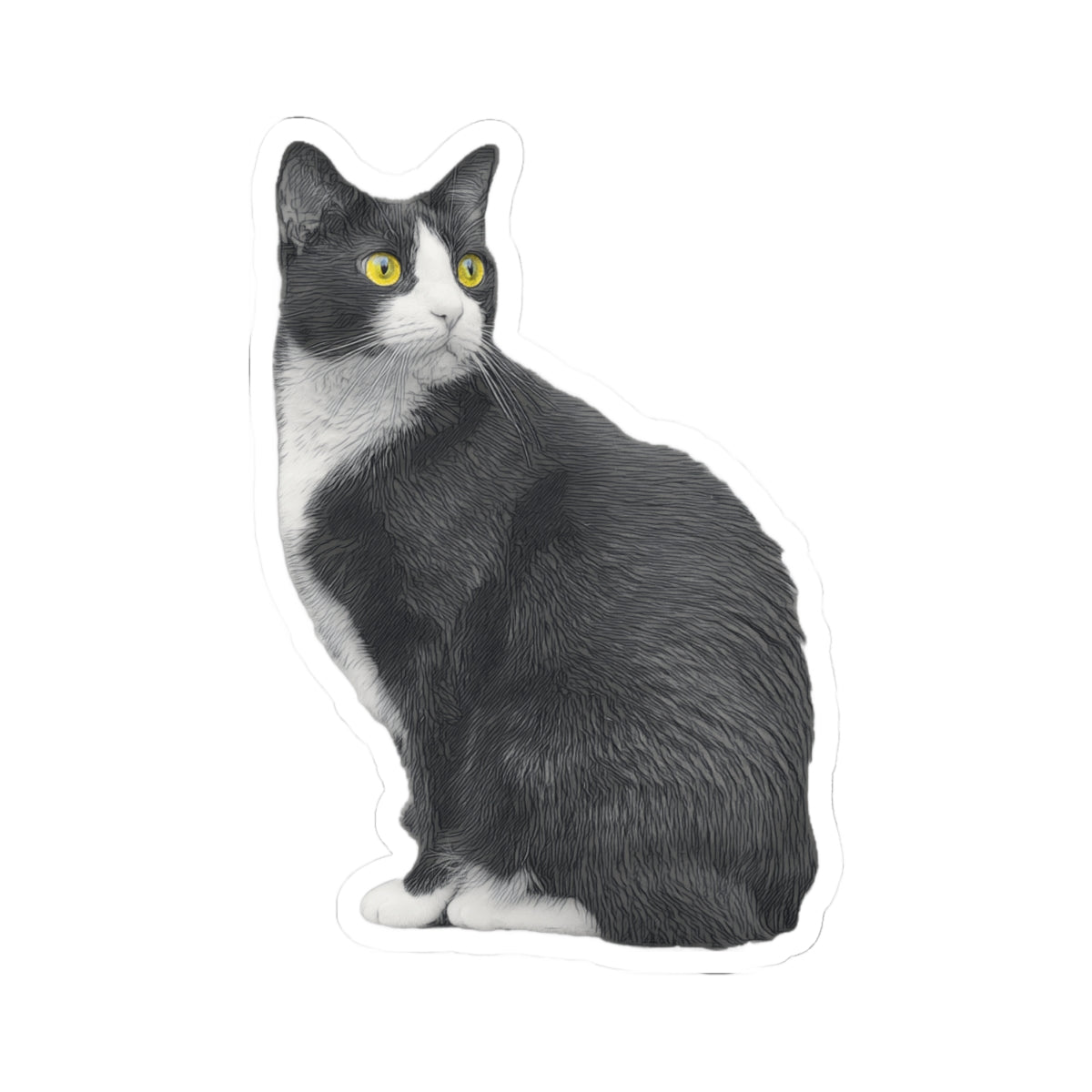Sitting Tuxedo Cat Sticker