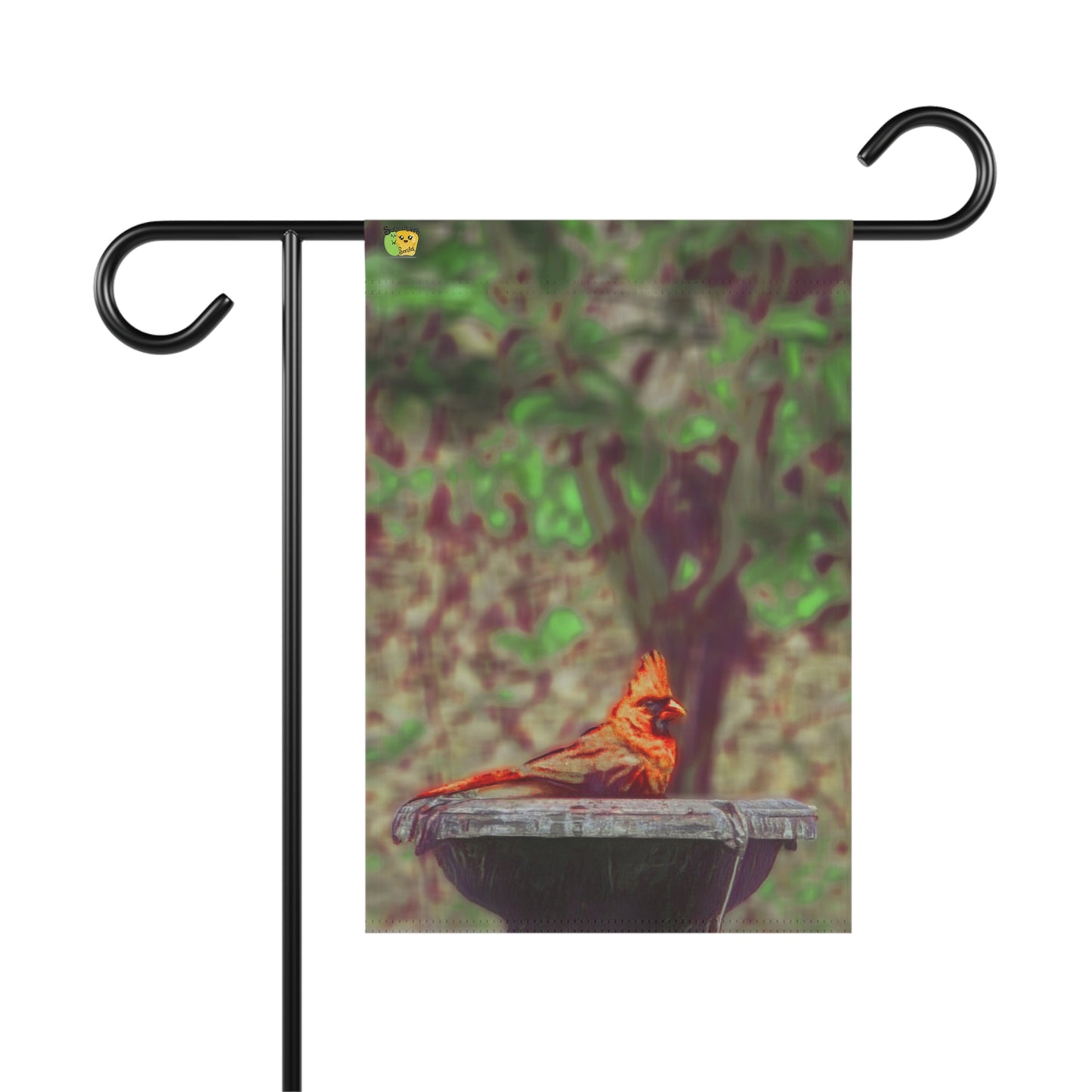 Cardinal Birdbath Garden Flag