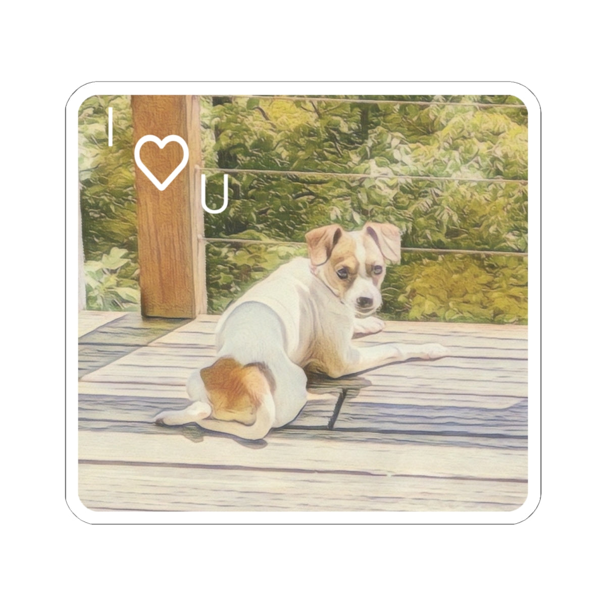 I Heart U Dog Sticker